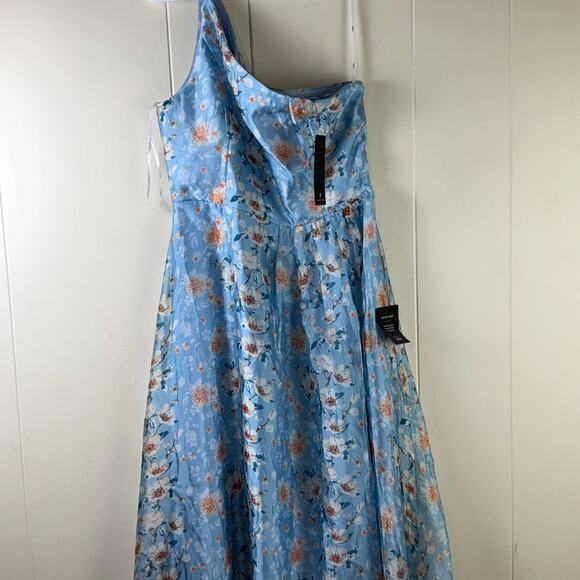 Bloom Into Love Blue Floral Organza One-Shoulder Maxi Dress - Picture 2 of 13